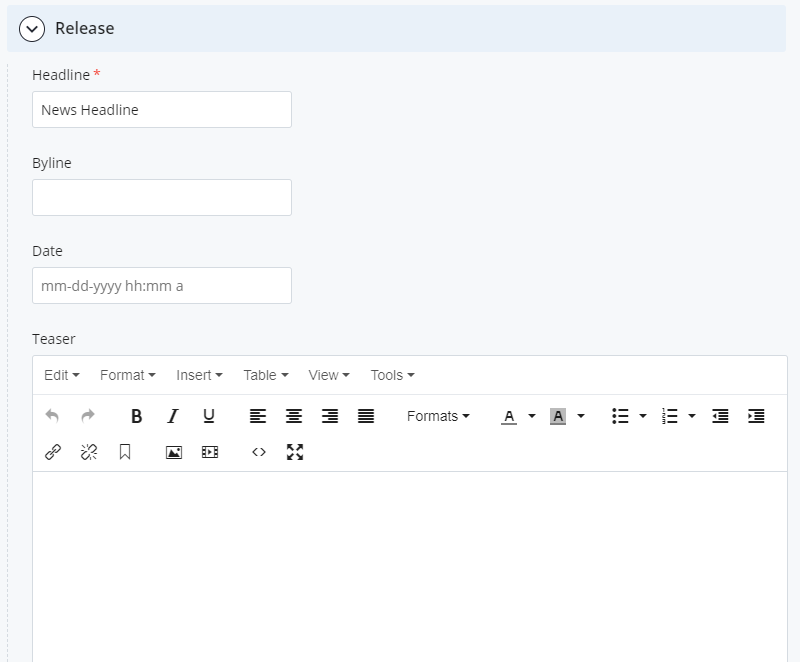 Release section screenshot