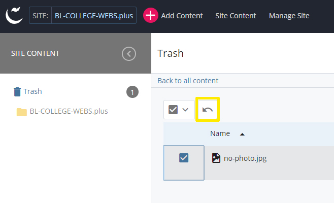 Restore button screenshot