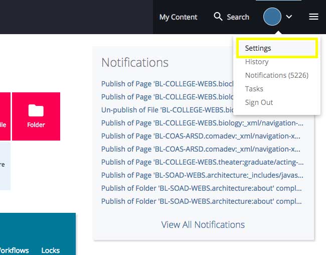 my settings screenshot