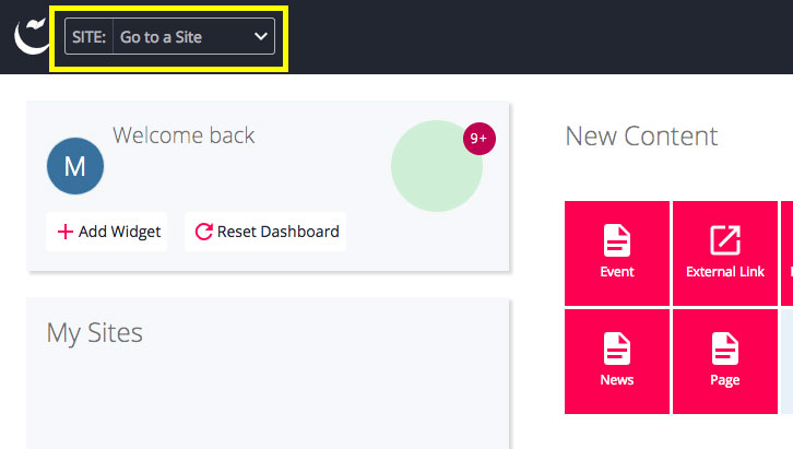 wcms sitelist screenshot