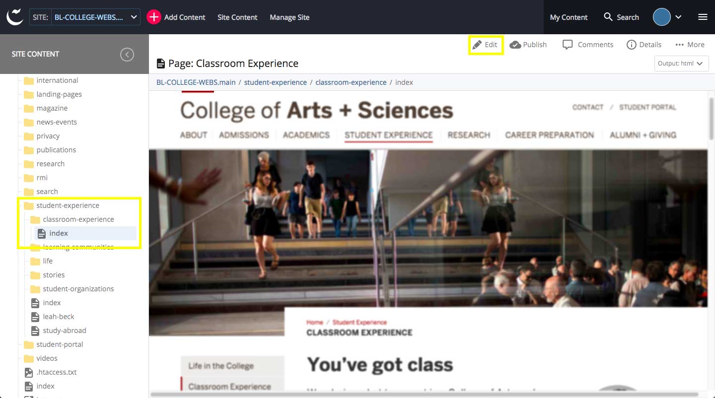 Edit page screenshot