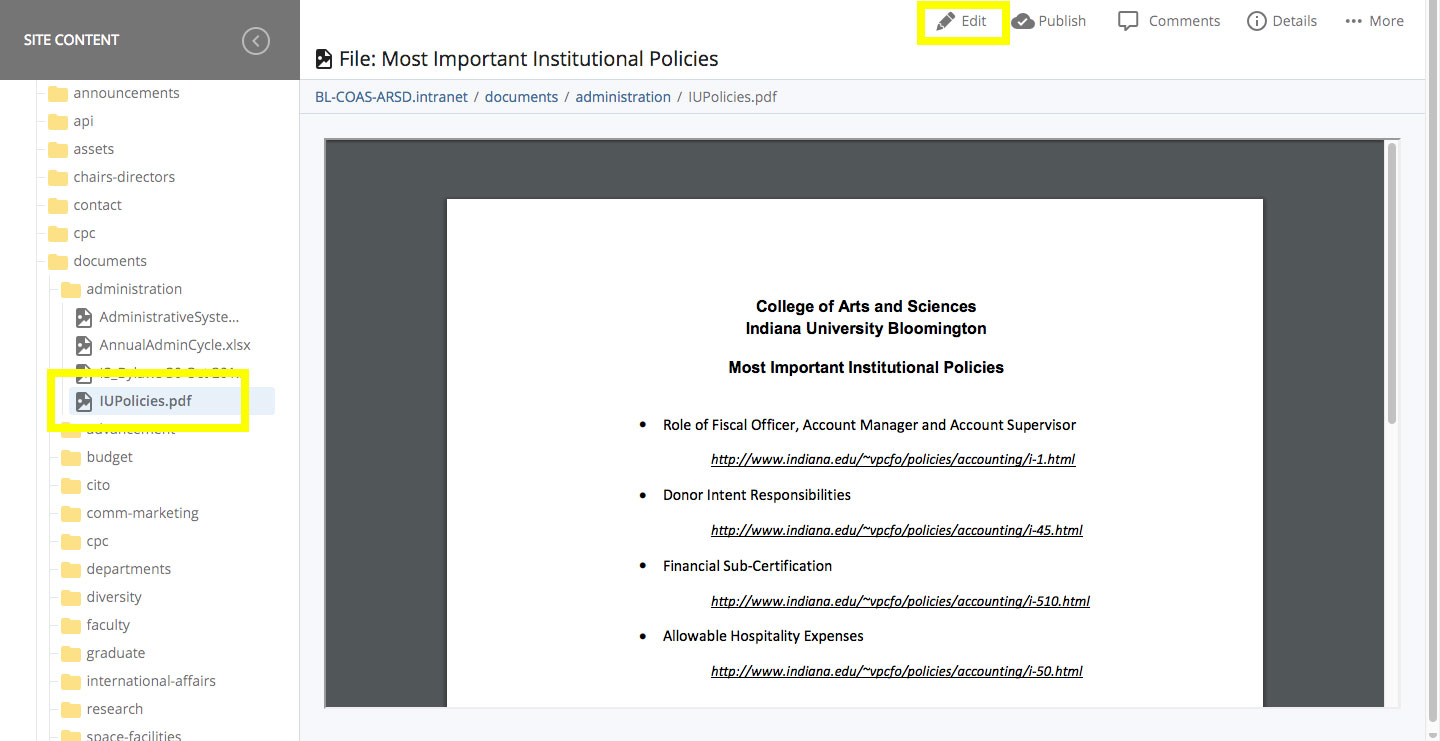 Edit document screenshot