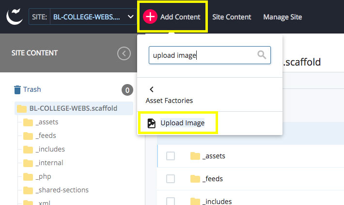 Upload image screenshot